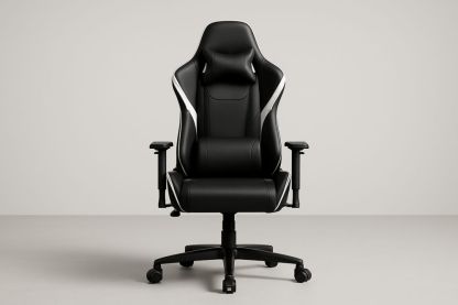 Ergonomisk gamingstol justerbar sort kunstlæder med polstret sæde og ryglæn-Decosuave