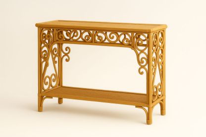 Konsolbord i træ med udskåret design 100x35x80 cm-Decosuave