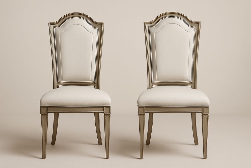 Sæt af 2 spisestuestole i træ og polyester med buet ryglæn og polstret sæde beige-Decosuave