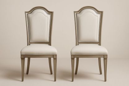 Sæt af 2 spisestuestole i træ og polyester med buet ryglæn og polstret sæde beige-Decosuave