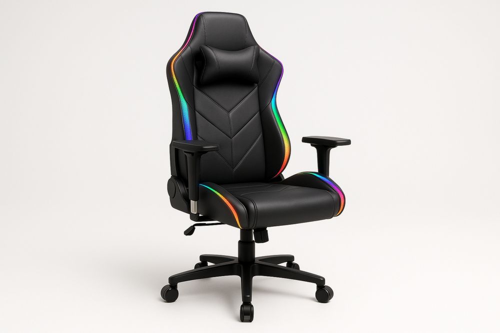 Gaming-stol i PU-læder med RGB-lys og justerbar højde-Decosuave