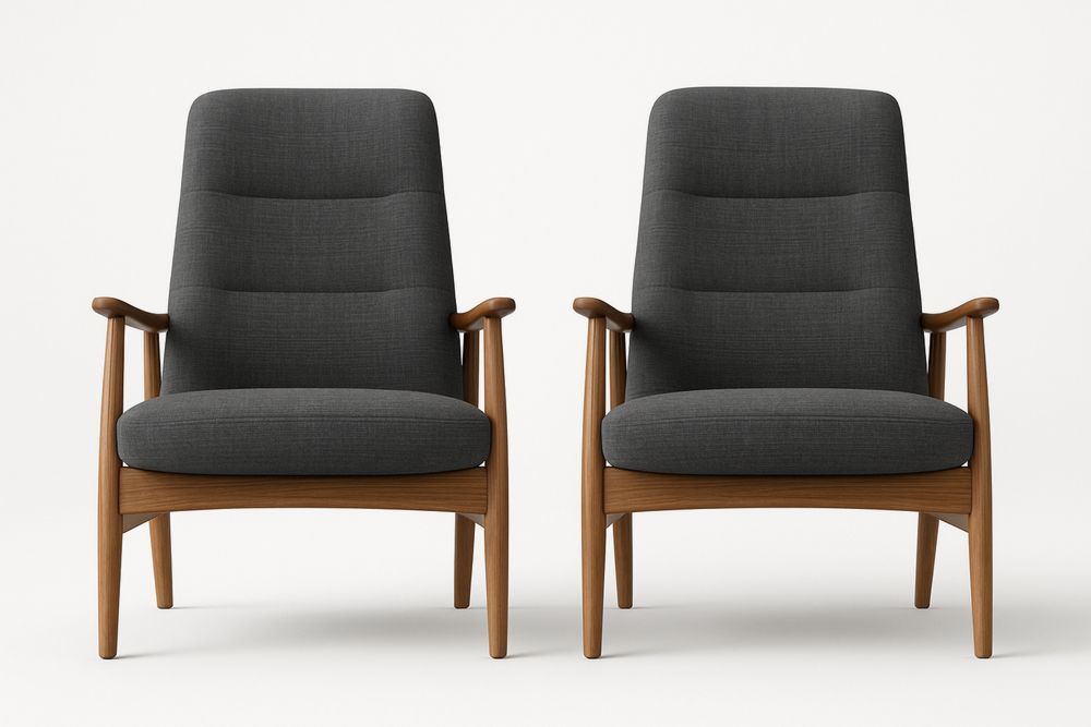 Sæt med 2 lænestole grå stof bøg ramme-Decosuave