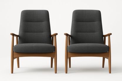 Sæt med 2 lænestole grå stof bøg ramme-Decosuave