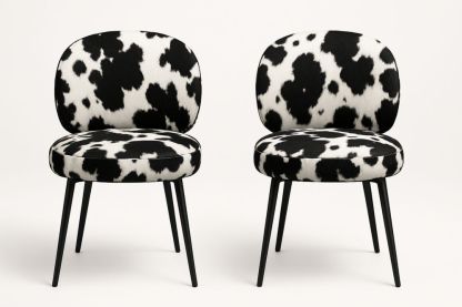 Sæt af 2 stole med polyester stof og ståleben-Decosuave