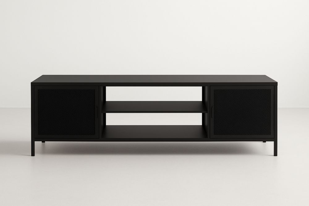 Sort tv-bord i metal 120x40x45 cm-Decosuave
