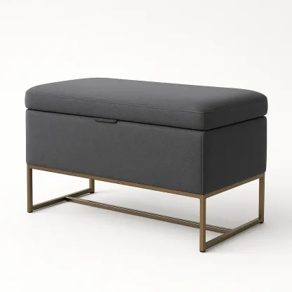 Förvaringsbänkar mörkgrå tyg metallram 100×50×45 cm