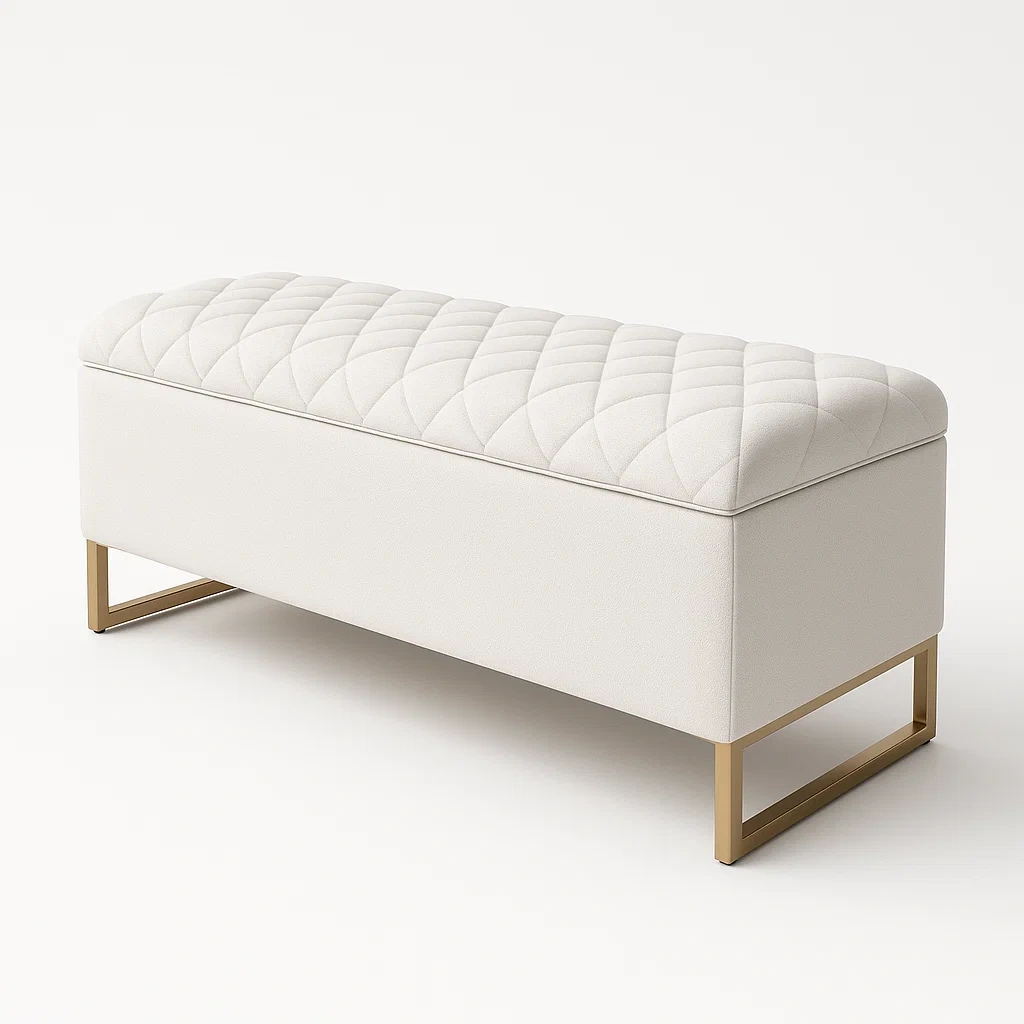 Förvaringsbänkar i polyester med guldmetallben 120×40×45 cm