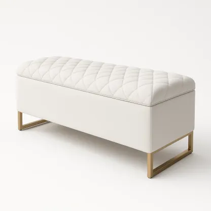 Förvaringsbänkar i polyester med guldmetallben 120×40×45 cm