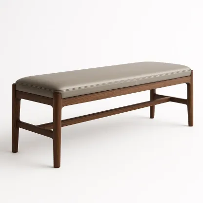 Sängbänk i valnöt och konstläder med grå sits 120 cm