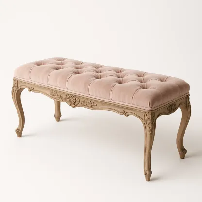 Sängbänk sammet taupe med snidade trädetaljer