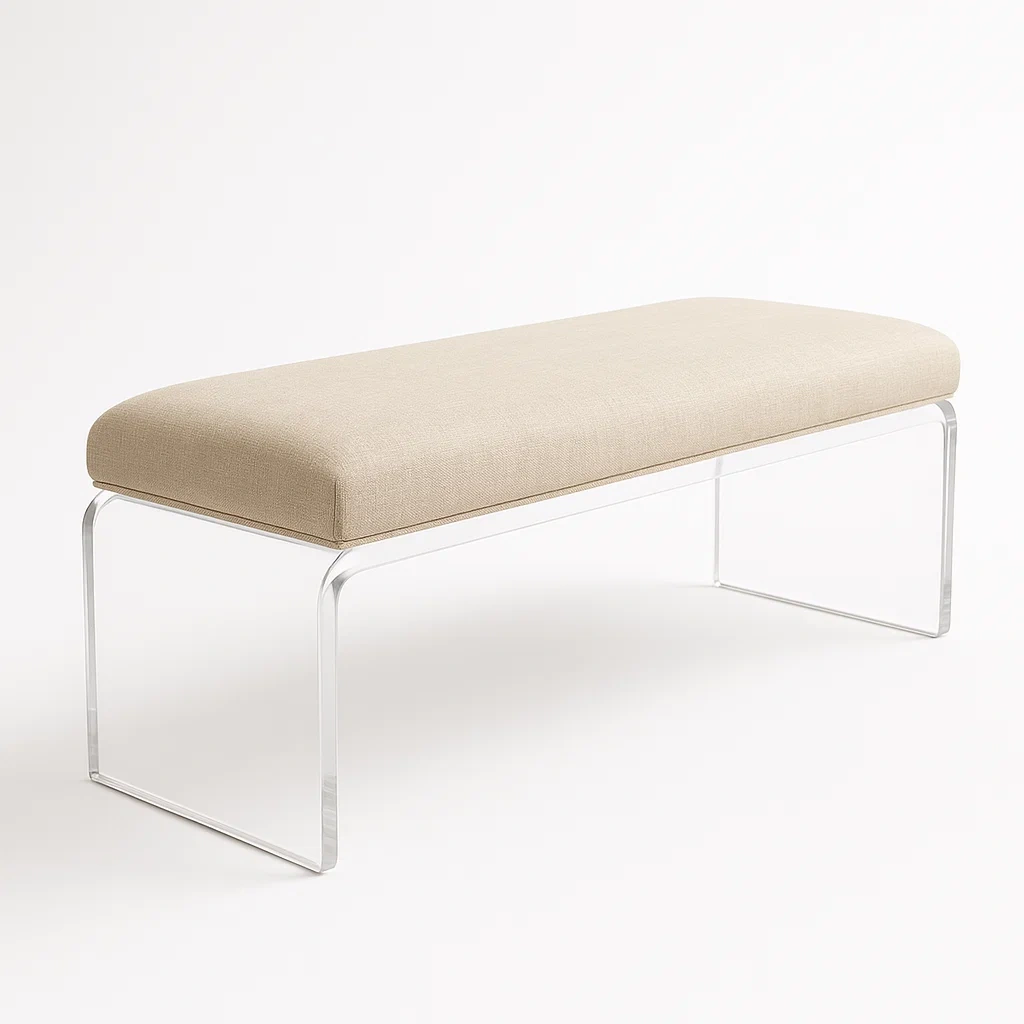 Sängbänk med polyesterblandning och akrylben 120 cm