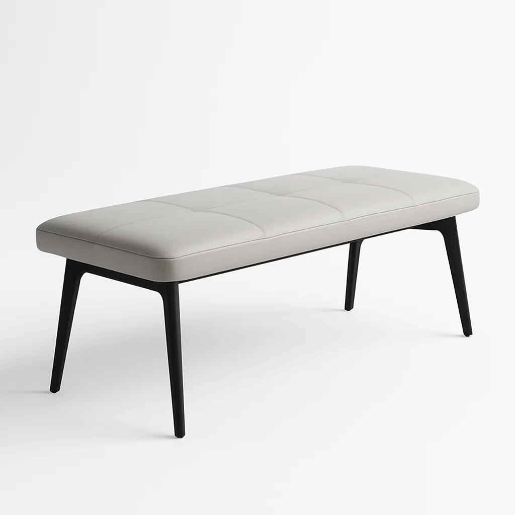 Sängbänk i konstläder med svartmålat träben 120×40×45 cm