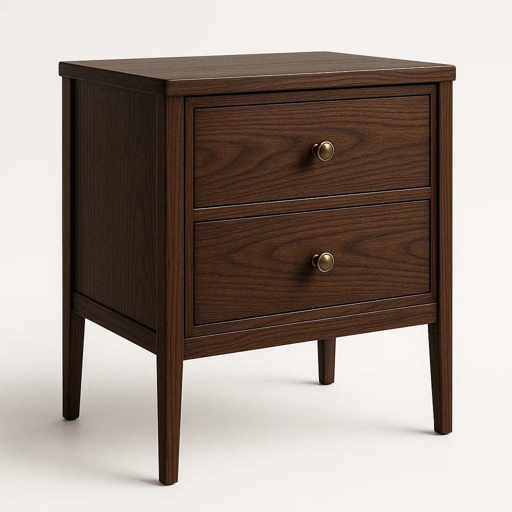 Sängbord i trä med 2 lådor