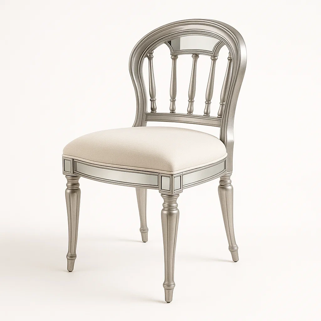 Stol i trä med spegelglas och polyesterstoppning