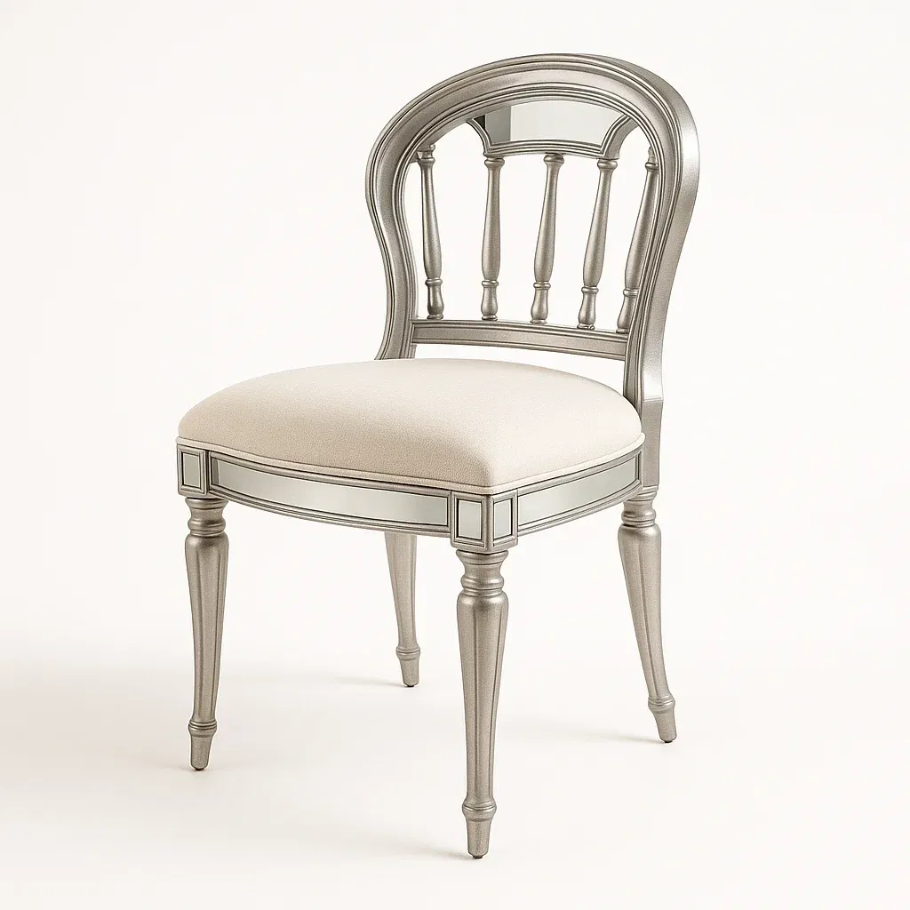 Stol i trä med spegelglas och polyesterstoppning