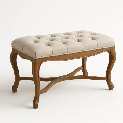 Sängbänk bänk i trä med polyesterklädsel ljusbeige 100×40×50 cm