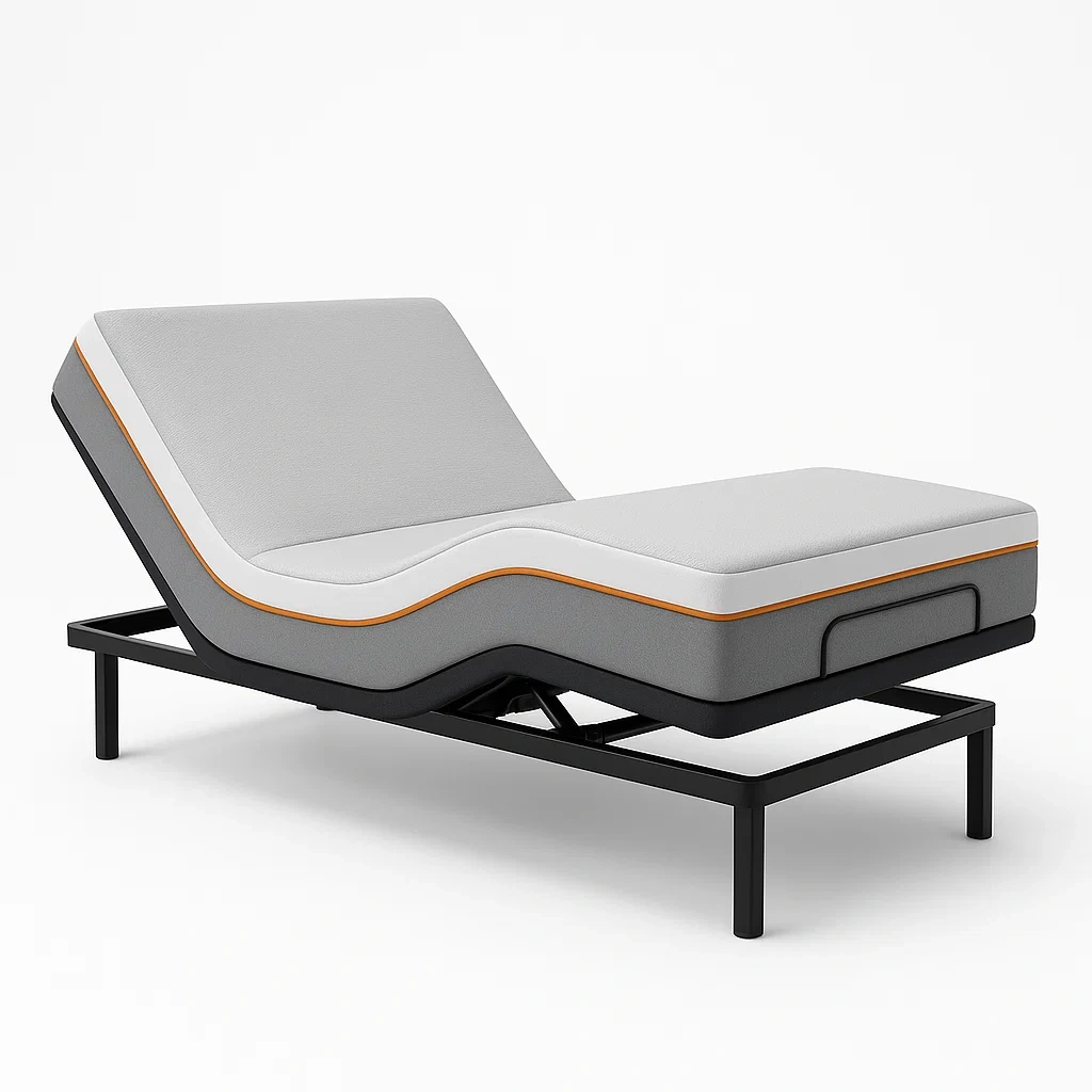 Ställbara sängar grå justerbar sängstomme med polyestertyg och metallram 200×90 cm