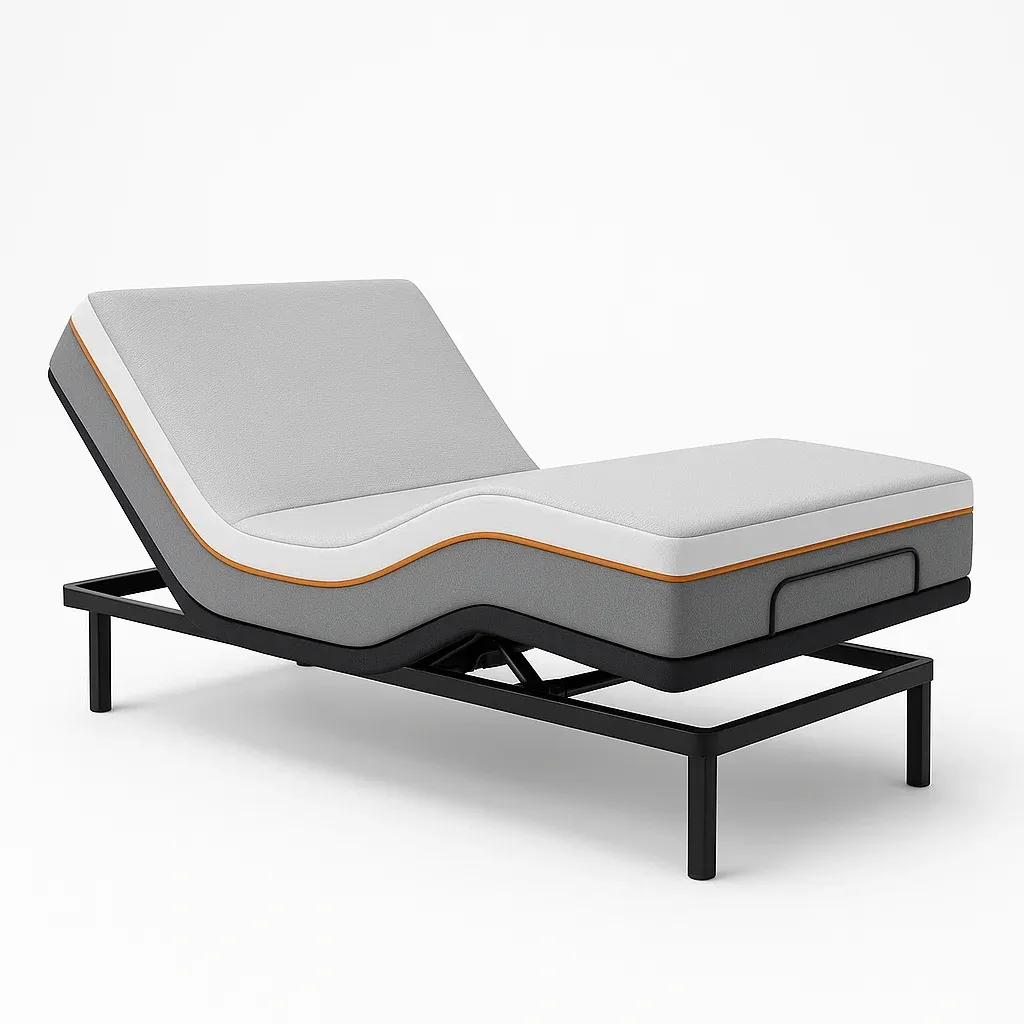Ställbara sängar grå justerbar sängstomme med polyestertyg och metallram 200×90 cm