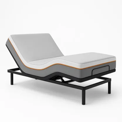 Ställbara sängar grå justerbar sängstomme med polyestertyg och metallram 200×90 cm