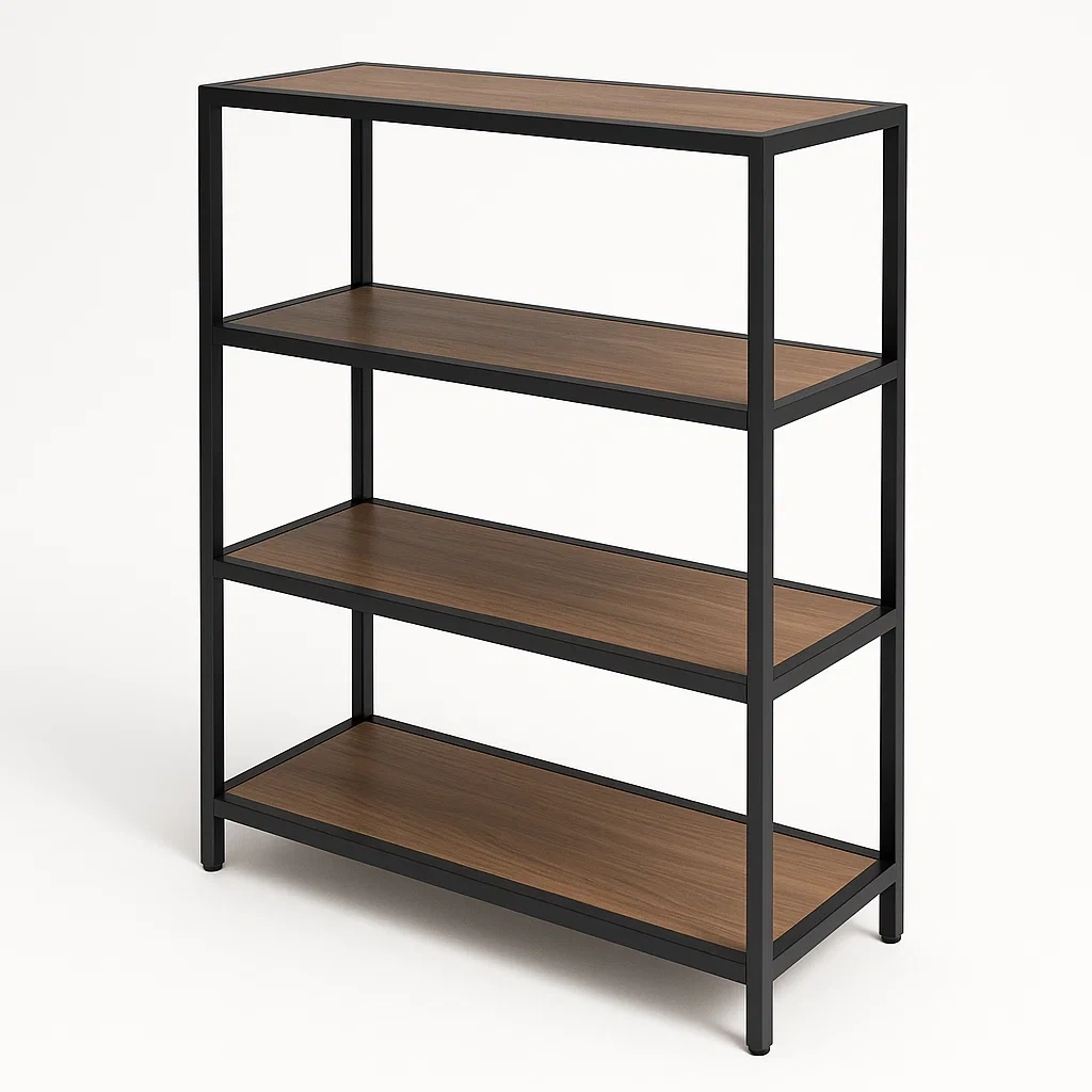 Bokhyllor med metallram i brun/svart 100 × 40 × 120 cm