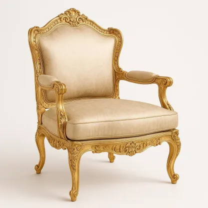 Fåtöljer i barockstil guldbeige träram plysch 105×65×85 cm