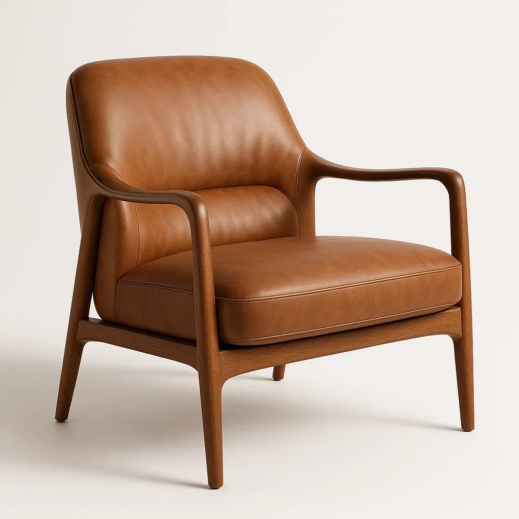 Fåtöljer brun i PU-läder med träram 78×75×80 cm