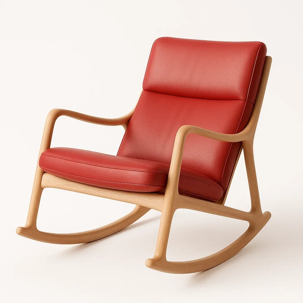 Gungstolar i ek och rött konstläder