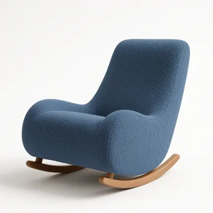 Gungstolar i boucléstol med träsocklar, blå