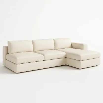 Hörnsoffor krämfärgad i tyg 285×160 cm