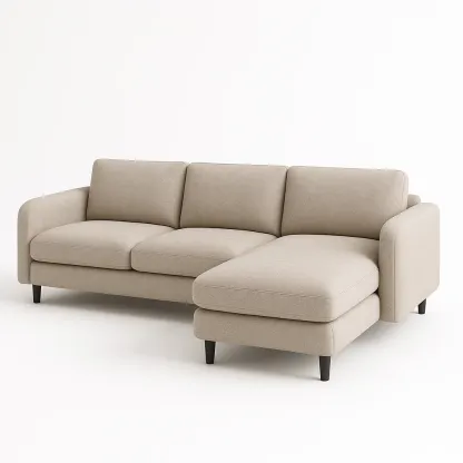 Hörnsoffor L-formad beige polyester