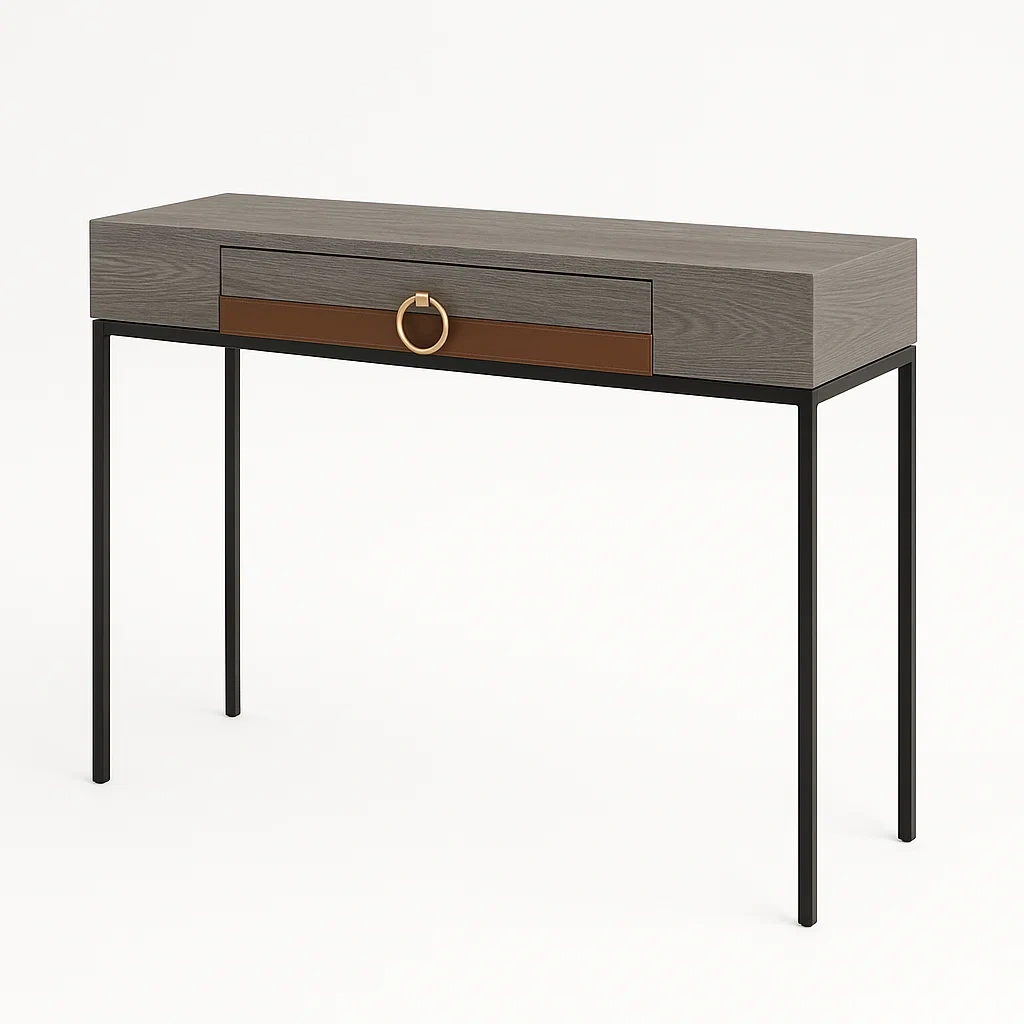 Konsolbord i trä med metallben 120 cm