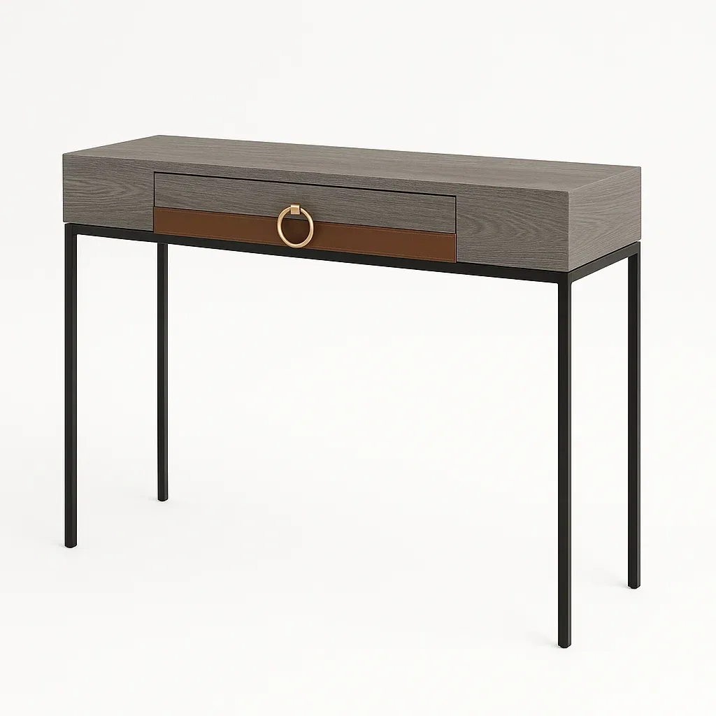 Konsolbord i trä med metallben 120 cm