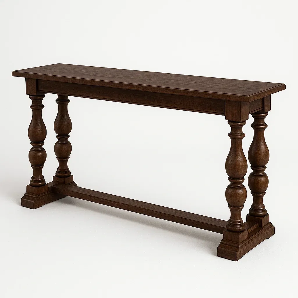 Konsolbord träbrun massivt trä 120×35×75 cm