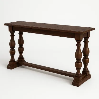 Konsolbord träbrun massivt trä 120×35×75 cm