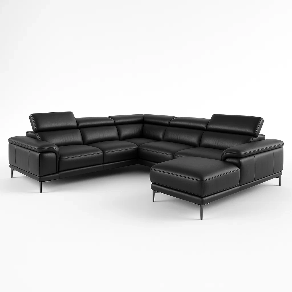 Modulsoffor PU-läder svart med stålben