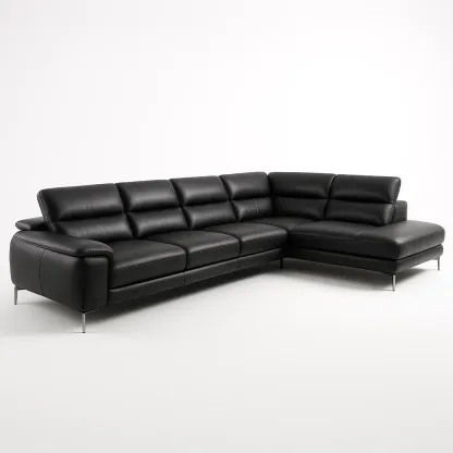 Modulsoffor svart i läder med metallben