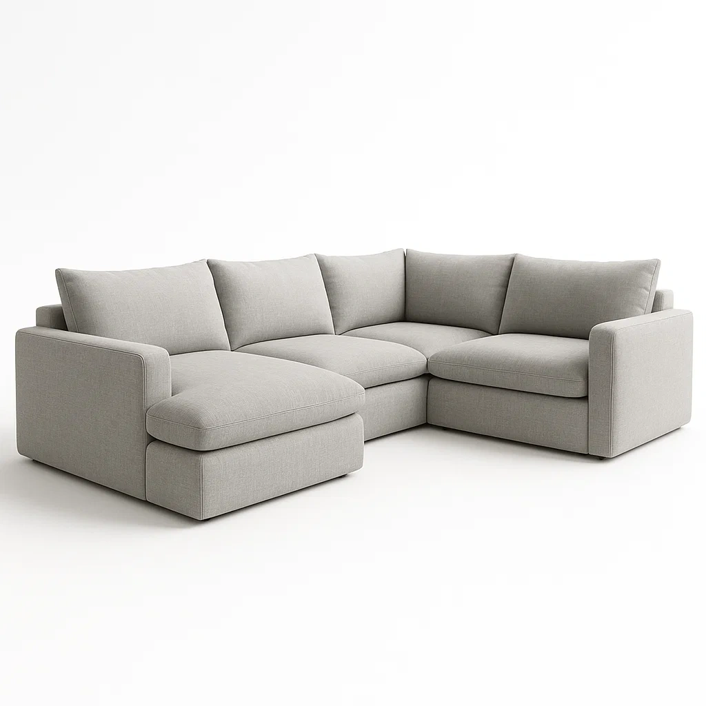 Modulsoffor i polyester ljusgrå L-formad 290×230 cm