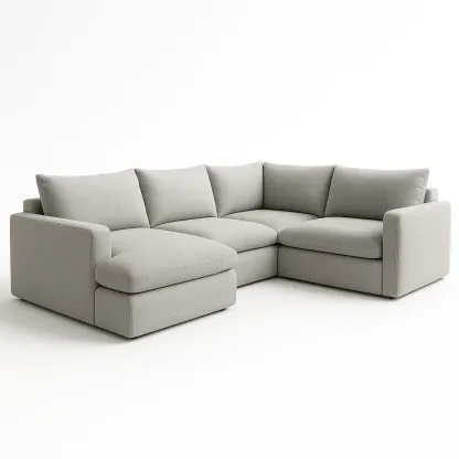 Modulsoffor i polyester ljusgrå L-formad 290×230 cm