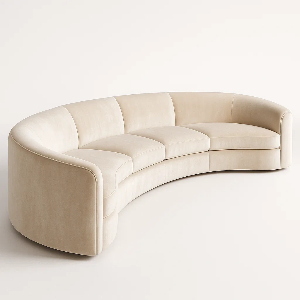 Modulsoffor böjd soffa tyg polyester beige 4-sits