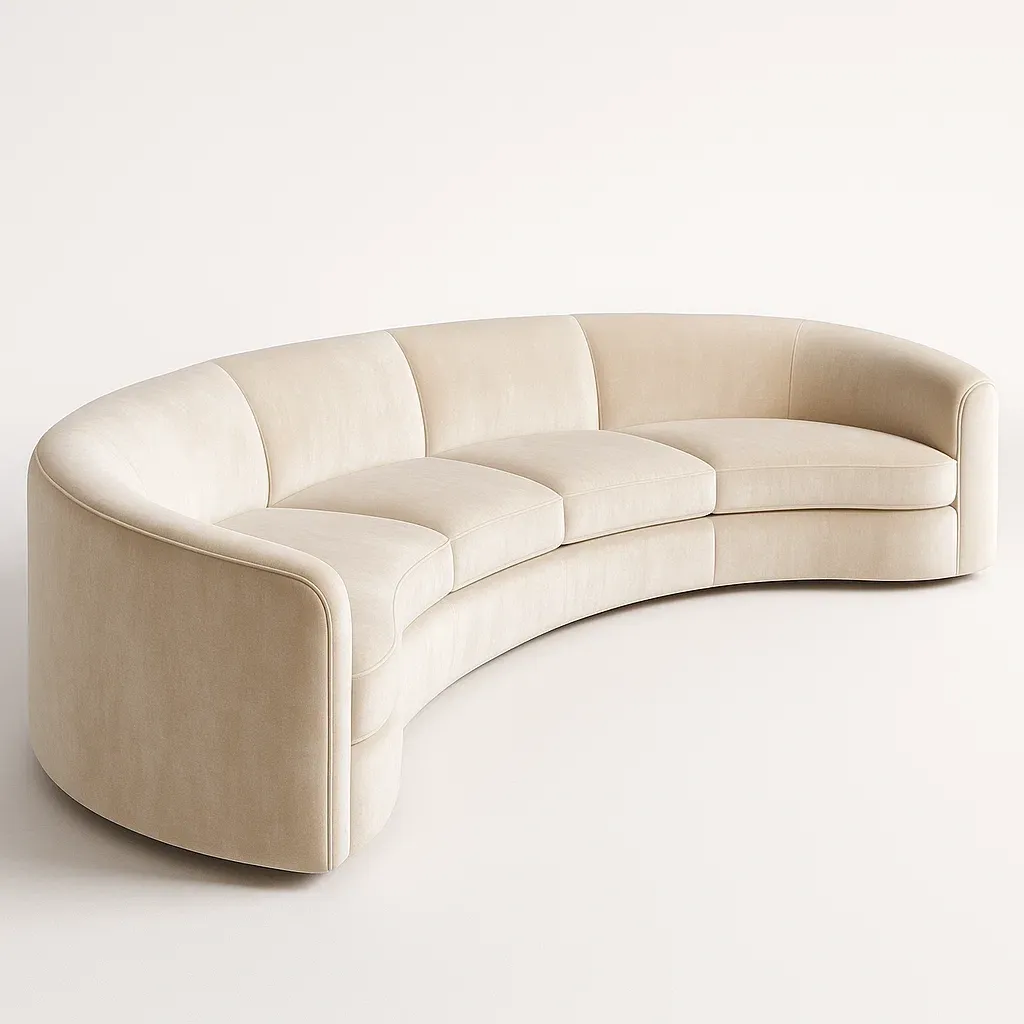 Modulsoffor böjd soffa tyg polyester beige 4-sits