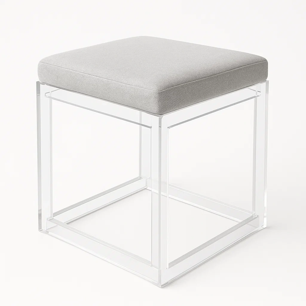 Pallar grå pall med akrylram och grå tygsits