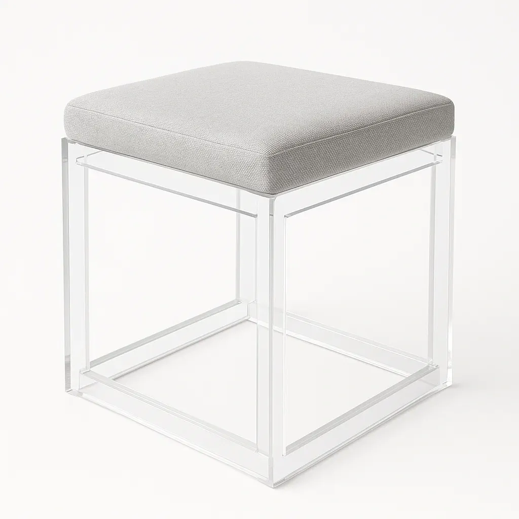 Pallar grå pall med akrylram och grå tygsits