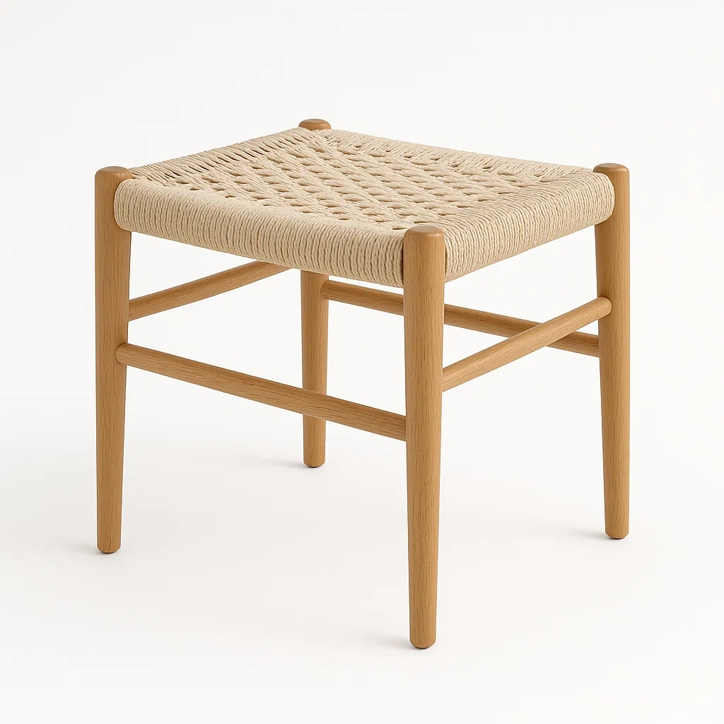 Pallar med ekben och sits av linne rep