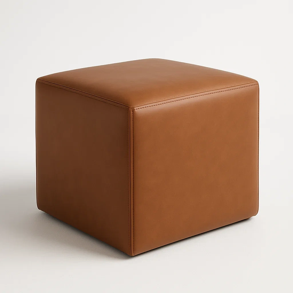 Pallar kub puff i brunt PU-läder 45×45×45 cm