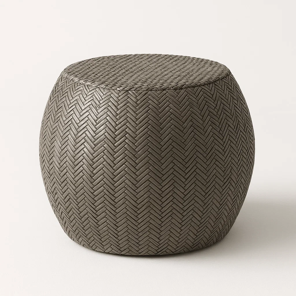 Pallar rund sittpuff flätat konstläder mörkgrå diameter 40 cm