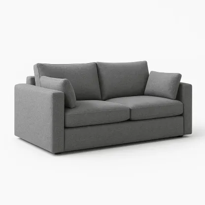 Rak soffa grå tvåsitssoffa i polyestertyg med avtagbara kuddar och skumfyllning 150×85×75 cm