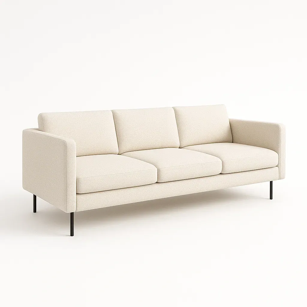 Rak soffa beige tredelad soffa i polyester med metallben