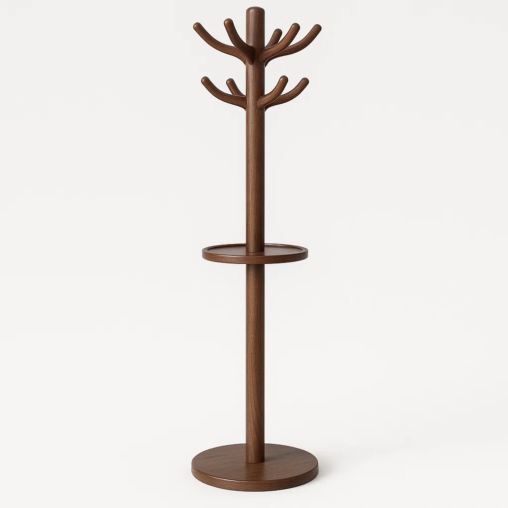 Klädhängare i trä med hylla brun 170 cm