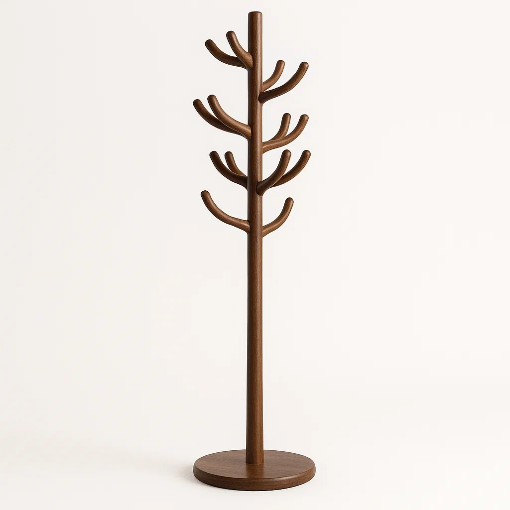 Klädhängare i valnötsträ brun med 8 krokar