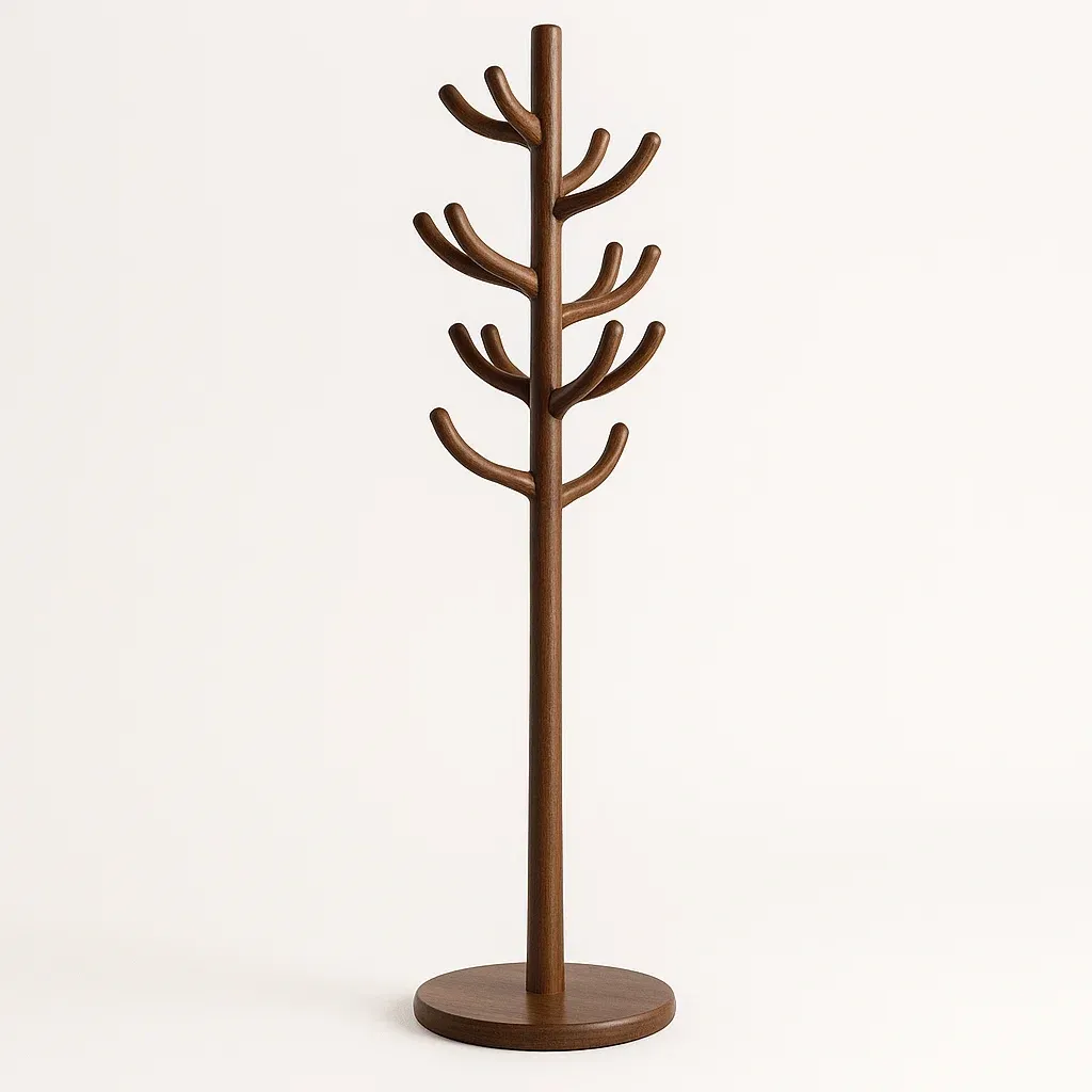 Klädhängare i valnötsträ brun med 8 krokar